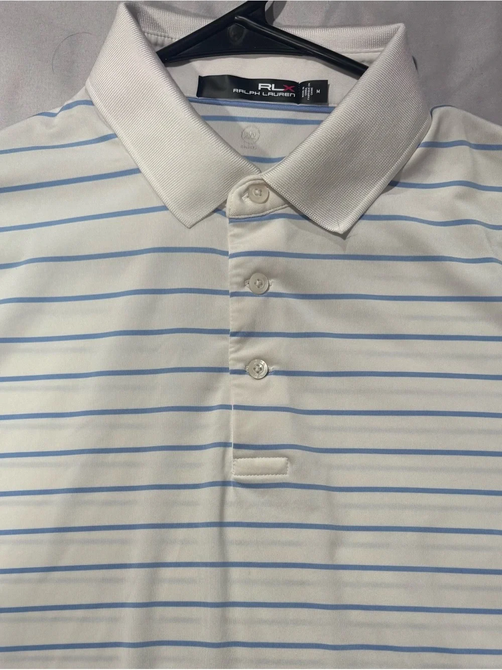 Ralph Lauren White Polo with Light Blue Stripes